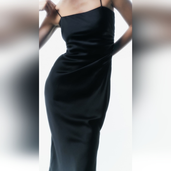 Zara Slip Dress Black LBD Little Black Dress Size M medium NWT - Picture 2 of 6